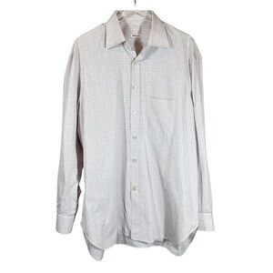 KITON Men's 17 1/2" 44 Plaid button Up Shirt